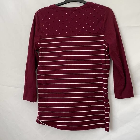 Kim Rogers Soft Burgundy Polka Dot/ Striped Top - Picture 6 of 10